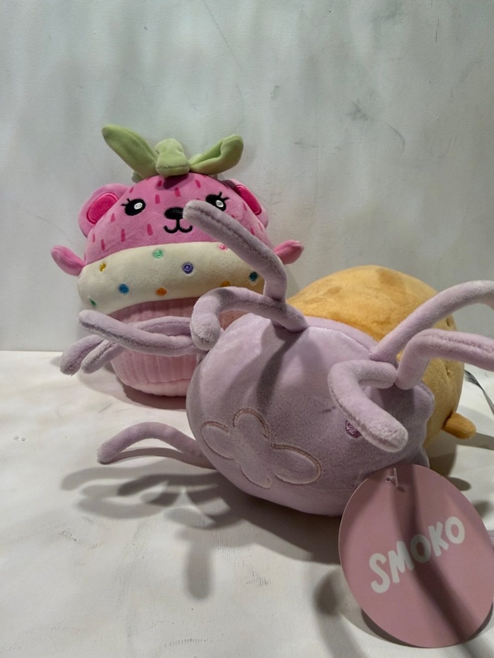 Plush Strawberry Cupcake & Caterpillar Kids Toy Set - Pink, Lavender, Yellow
